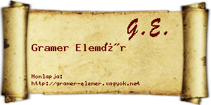 Gramer Elemér névjegykártya