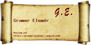 Gramer Elemér névjegykártya